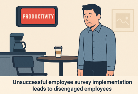 Unsuccessful employee survey implementation leads to disengaged employees.