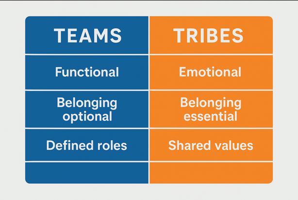 Comparison of teams vs tribal culture in the workplace