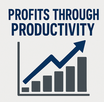 Line chart showing profits through productivity growth over time